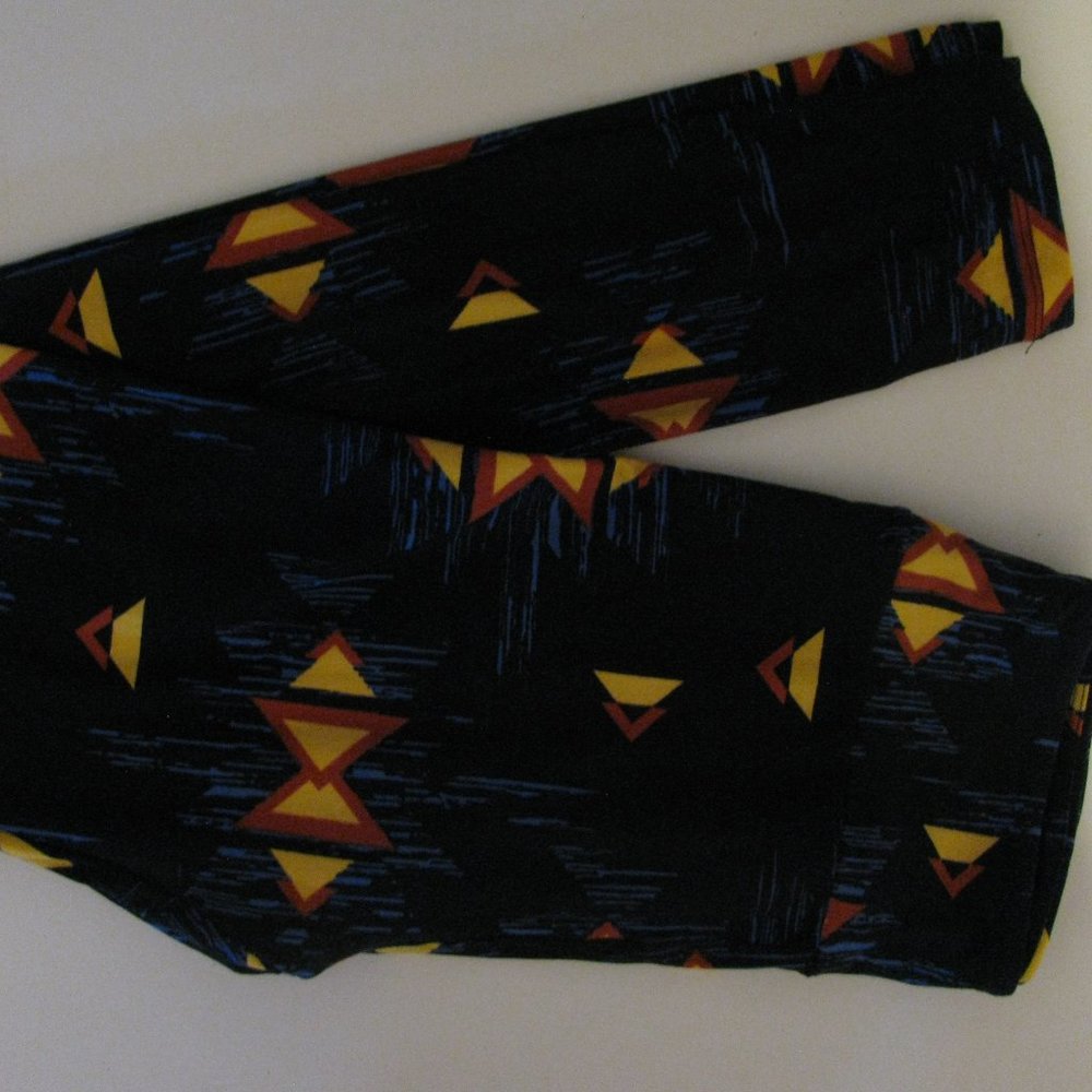 LuLaRoe One Size OS Leggings New NWOT Navy Blue Geometric Print Velvety - Picture 1 of 2